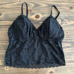 Women's Aerie Black Lace Bralette Camisole Size M Romantic Bralette Gothcore